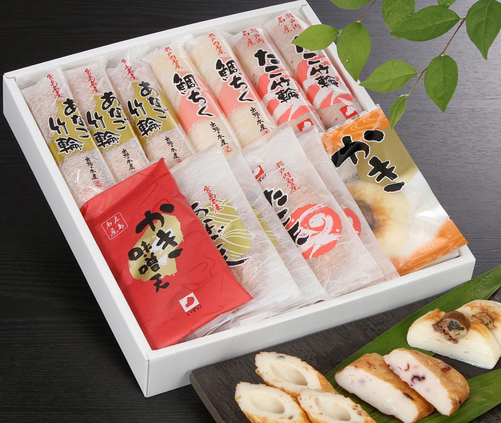 T7-9 あなご竹輪3本・鯛ちく2本・たこ竹輪2本・かき味噌天1枚